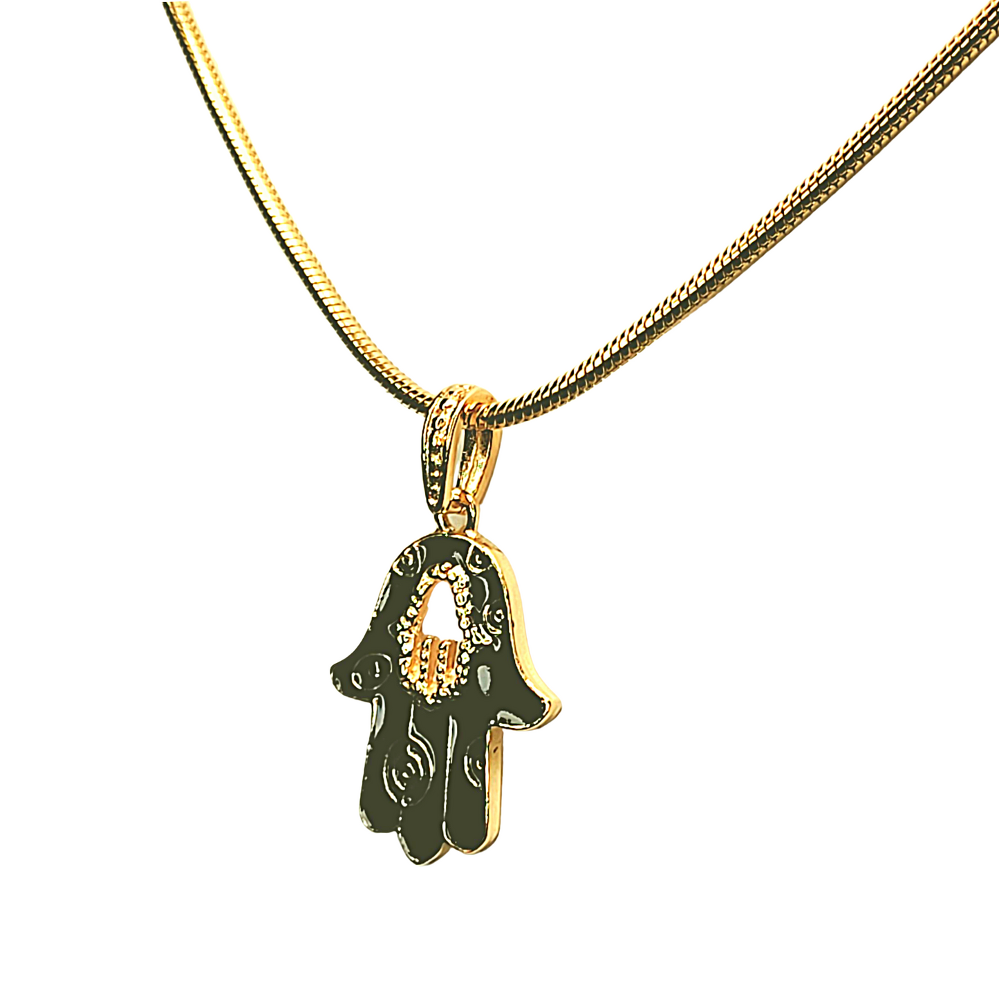 Black Hamsa Necklace