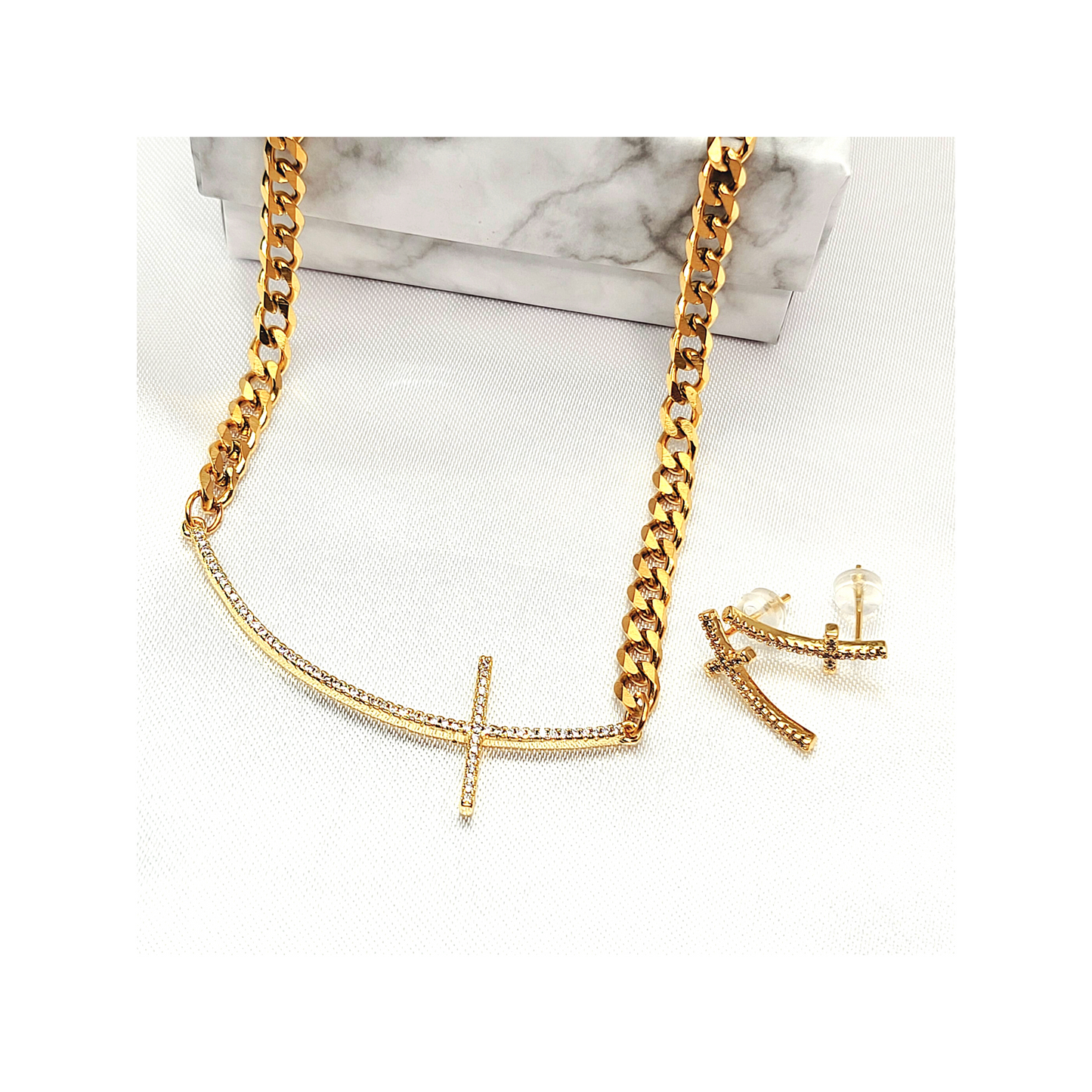 Faith Curved Pavé Necklace