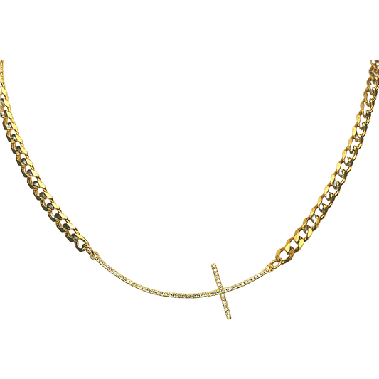 Faith Curved Pavé Necklace