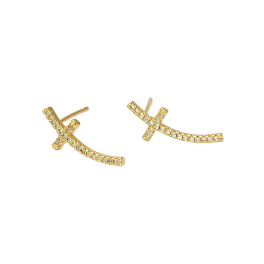 Faith Curved Pavé Earrings