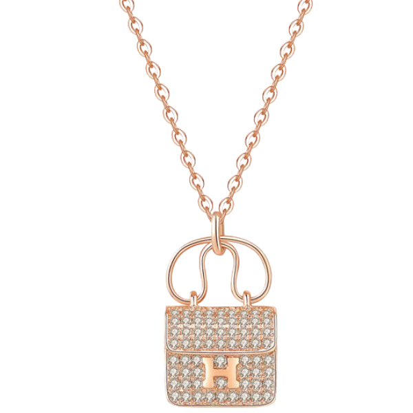 H Pavé Bag Necklace