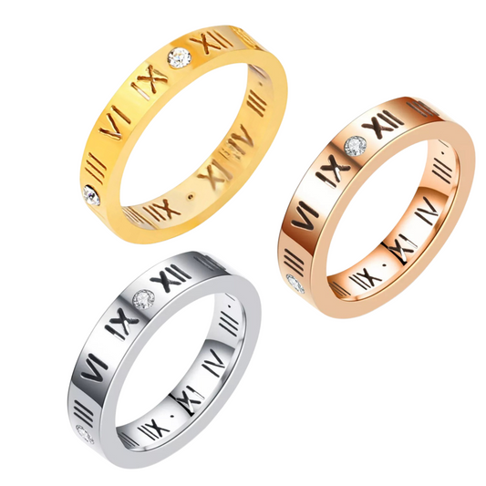 Roman Numeral Crystal Ring