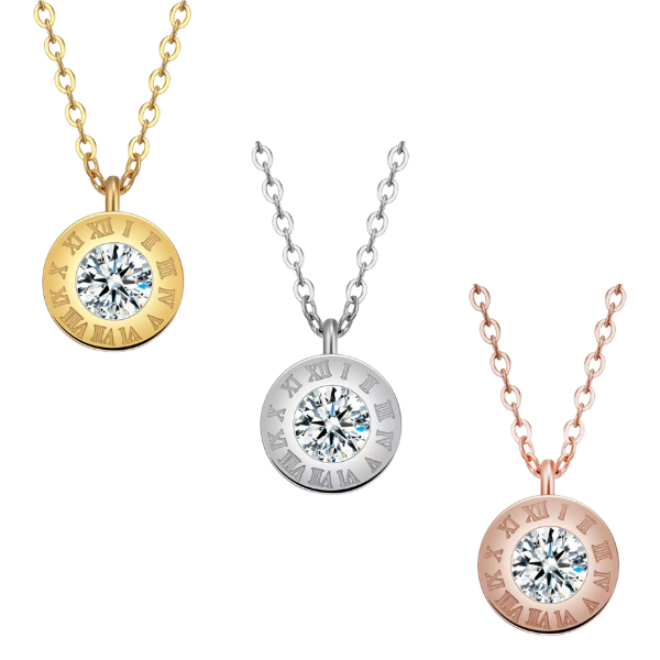 Roman Numeral Diamond Necklace