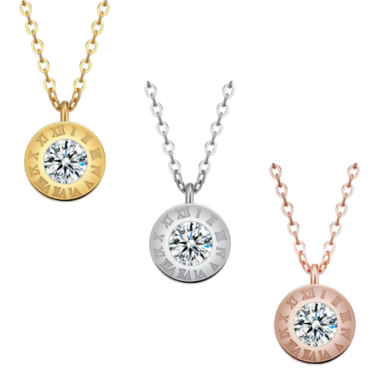 Roman Numeral Diamond Necklace