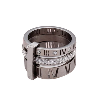 Roman Numeral Diamond Stack Ring