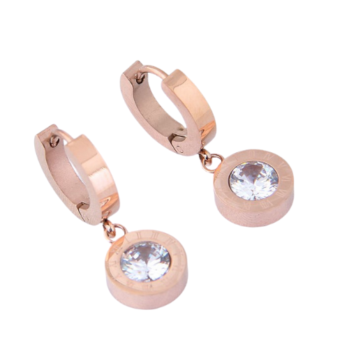 Roman Numeral Drop Diamond Earrings